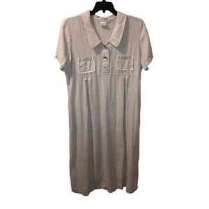 Match 100% Linen Maxi Dress Sz 14 Oatmeal Empire Waist‎ Made USA Lagenlook